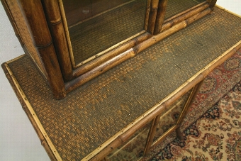 Antique Late Victorian Bamboo Cabinet Bookcase
