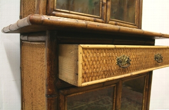 Antique Late Victorian Bamboo Cabinet Bookcase