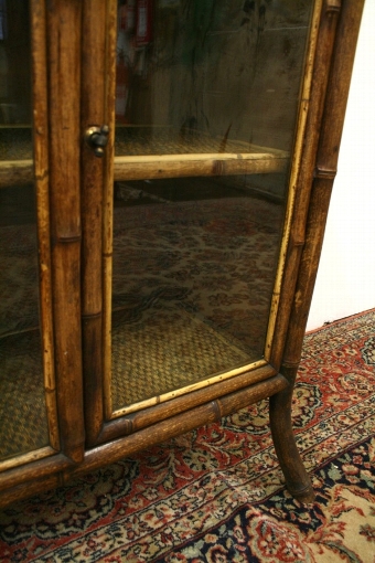 Antique Late Victorian Bamboo Cabinet Bookcase