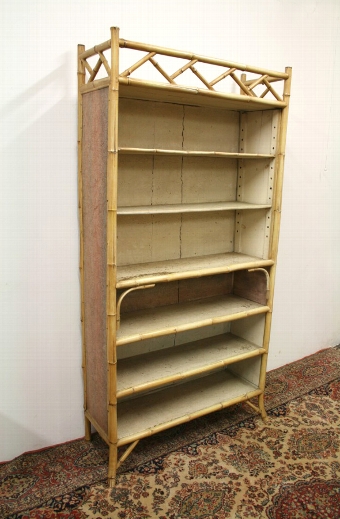 Mid Victorian Bamboo and Pine Open Bookcase