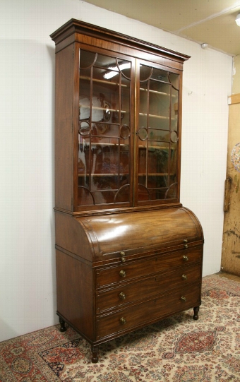 George III Cylinder Bureau Bookcase
