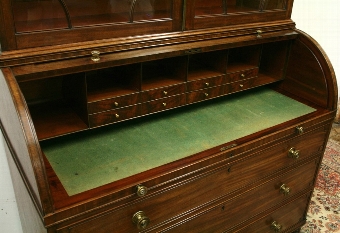Antique George III Cylinder Bureau Bookcase