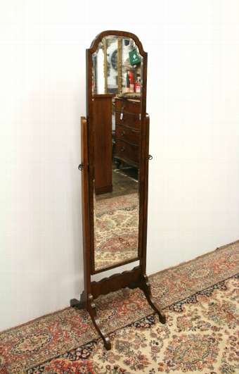 Queen Anne Style Walnut Cheval Mirror
