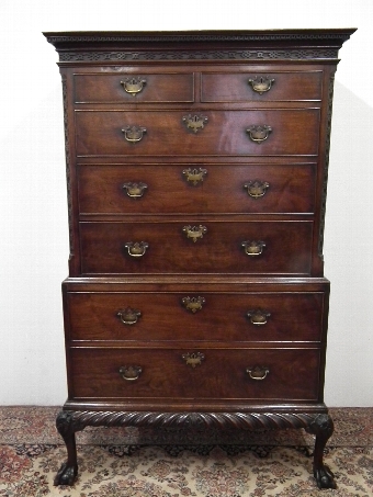 George III Mahogany Chippendale Chest on Chest