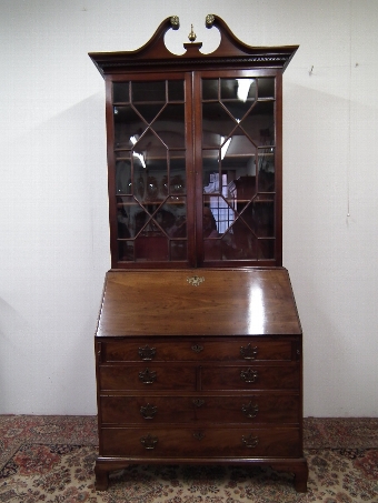 George III Mahogany Bureau Bookcase