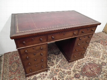 Mid Victorian Mahogany Pedestal Desk