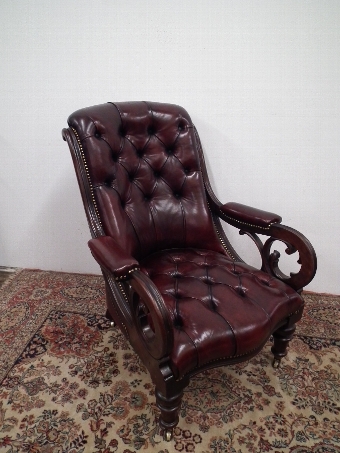Early Victorian Carved Mahogany Easy Chair