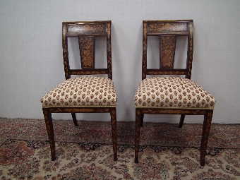 Pair of Dutch Marquetry Side Chairs