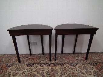 Antique Pair of Mahogany Demi Lune Hall Tables