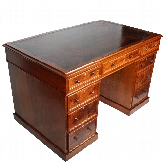 Victorian Burr Walnut Pedestal Desk