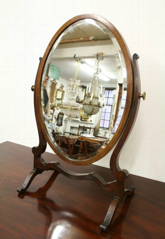 Georgian Style Oval Mahogany Toilet Mirror