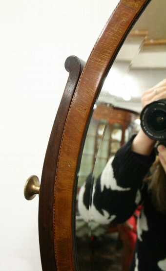 Antique Georgian Style Oval Mahogany Toilet Mirror