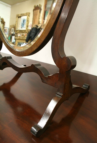 Antique Georgian Style Oval Mahogany Toilet Mirror