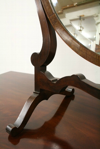 Antique Georgian Style Oval Mahogany Toilet Mirror