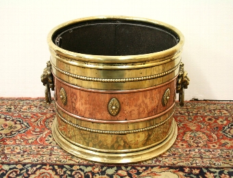 Antique Late Victorian Brass and Copper Coal Bin