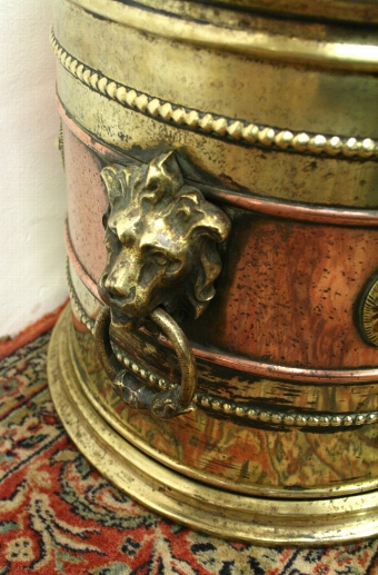Antique Late Victorian Brass and Copper Coal Bin