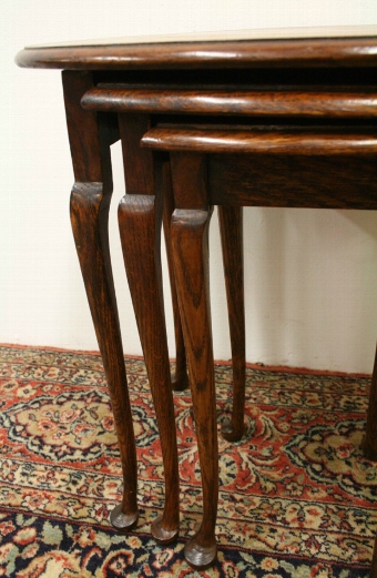 Antique Nest of 3 Oak Tables