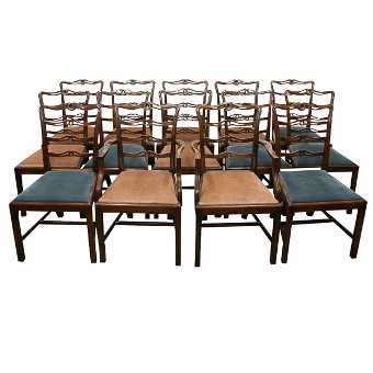 Set of 14 George III Style Ladder Back Dining Chairs