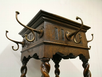 Antique Freestanding Oak Hall Stand