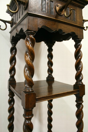 Antique Freestanding Oak Hall Stand