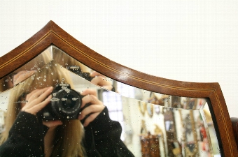 Antique Edwards & Roberts Inlaid Mahogany Dressing Mirror