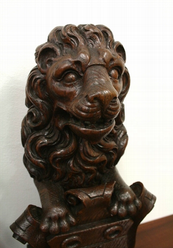 Antique Pair of Lion Finials