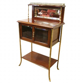 Mahogany and Brass Music Cabinet