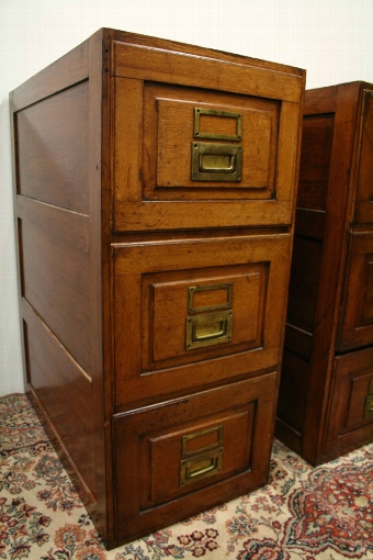 Antique Pair of Large Oak Filing Cabinets