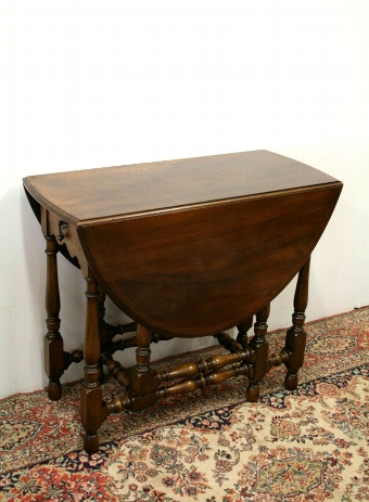 George II Style Inlaid Walnut Drop Leaf Table