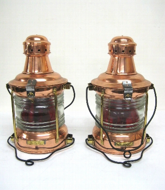 Pair of Copper and Brass Ships Lanterns