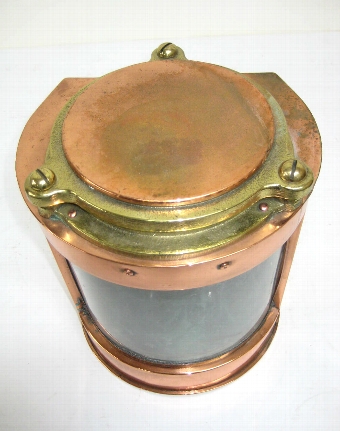 Antique Neat Sized Brass and Copper Ships Lantern