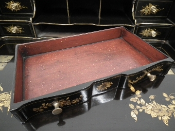 Antique Chinese Style Black Lacquered Bureau