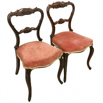 Pair of Victorian Walnut Side Chairs
