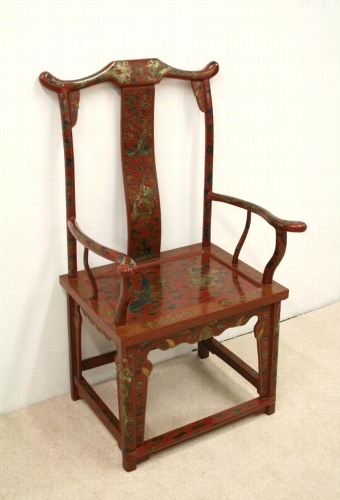 Chinese Red Lacquered Armchair