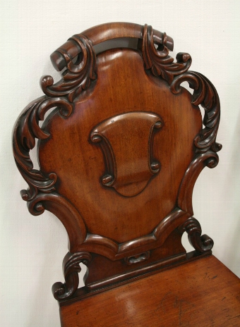 Antique Pair of Victorian Mahogany Hall Chairs