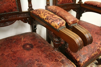 Antique Pair of Victorian Walnut Elbow Chairs