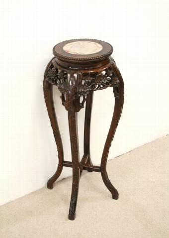Chinese Carved Hardwood Plant Stand