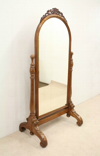 Mid Victorian Walnut Cheval Mirror