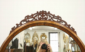 Antique Mid Victorian Walnut Cheval Mirror