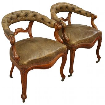 Pair of Mid Victorian Club Chairs