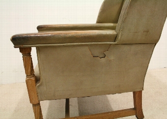 Antique Leather and Oak Framed Armchair