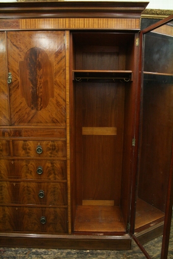 Antique Sheraton Style Mahogany and Inlaid Wardrobe