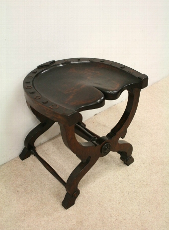 Stained Beech Horse Shoe Stool