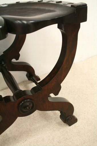 Antique Stained Beech Horse Shoe Stool