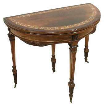 Late Victorian Inlaid Rosewood Games Table