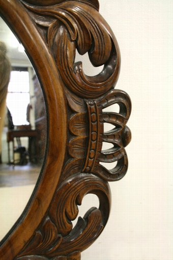Antique Continental Carved Walnut Wall Mirror