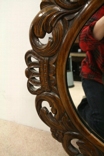 Antique Continental Carved Walnut Wall Mirror