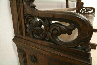 Antique Carved Oak Hall Bench