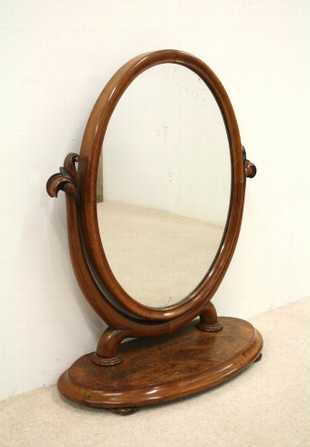 Victorian Burr Walnut Oval Dressing Mirror