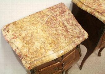Antique Pair of French Marble Top Bedside Cabinets